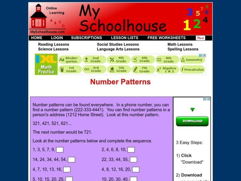 Number Patterns Interactive