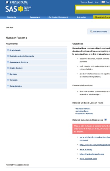 Number Patterns Lesson Plan