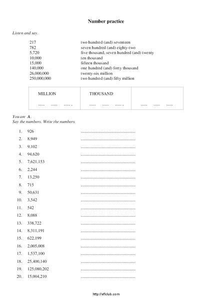 Number Practice Worksheet