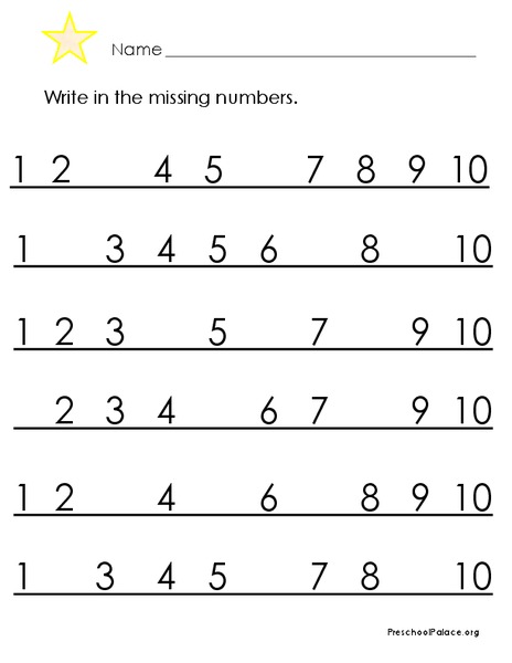 Number Practice: 1-10 Printables