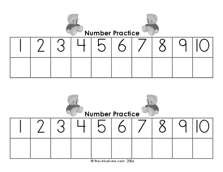 Number Practice: 1-10 Worksheet