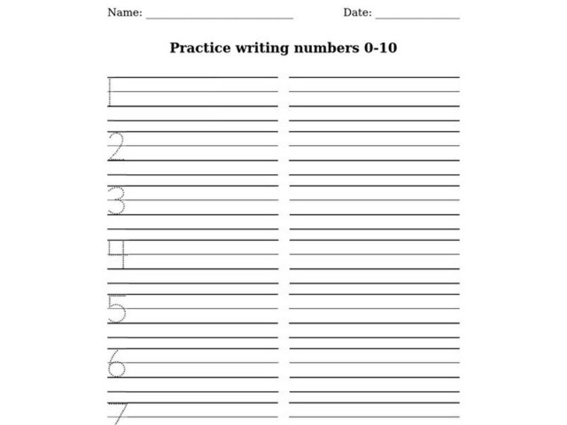 Number Practice Worksheet