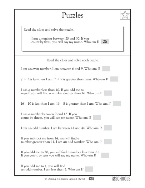 Number Puzzles Worksheet