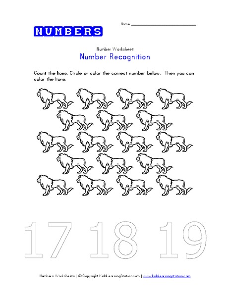 Number Recognition Worksheet
