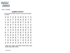 Number Search Worksheet