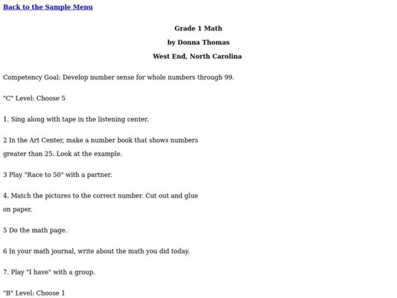 Number Sense Lesson Plan