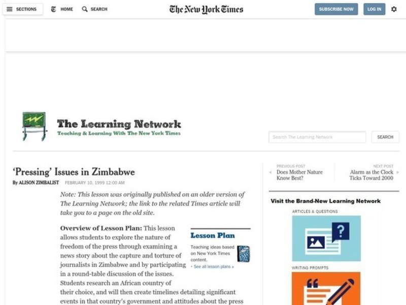 "Pressing" Issues In Zimbabwe Lesson Plan