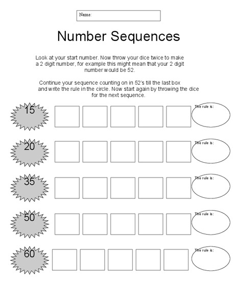 Number Sequences Worksheet