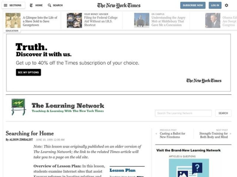 Searching for Home Lesson Plan