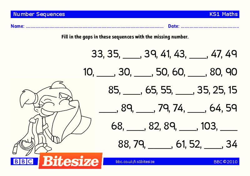 Number Sequences Worksheet