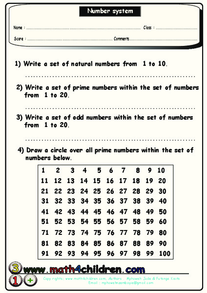 Number System Worksheet