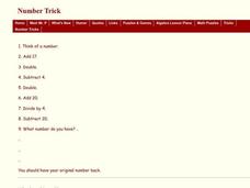 Number Trick Worksheet