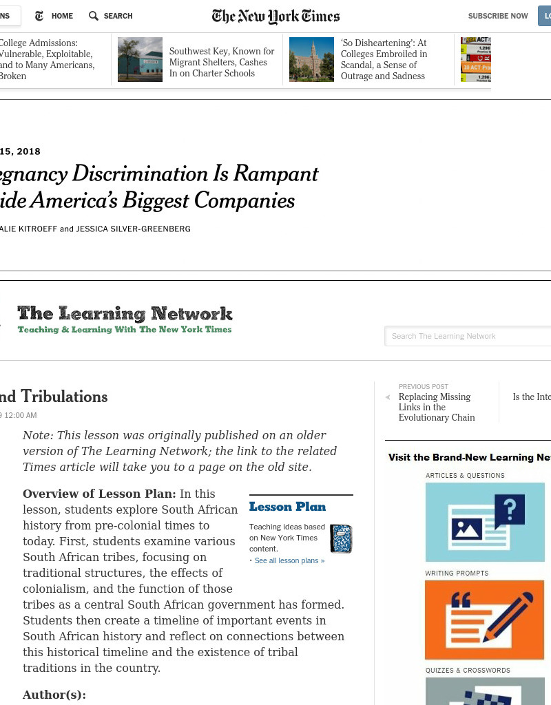 Tribes And Tribulations Lesson Plan