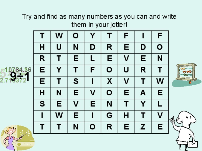 Number Word Search PPT
