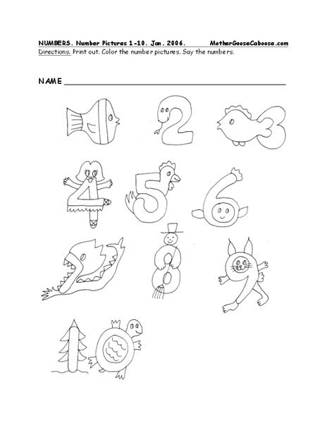 Numbers 1-10 Worksheet