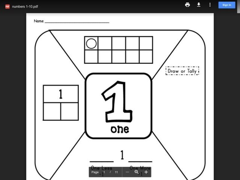 Numbers 1-10 Worksheet