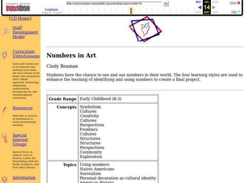 Numbers In Art Lesson Plan