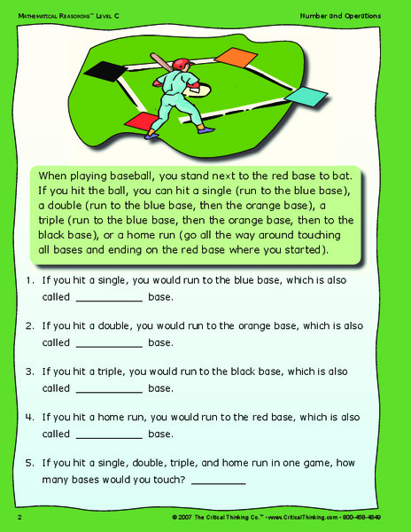 Numbers and Operations Worksheet