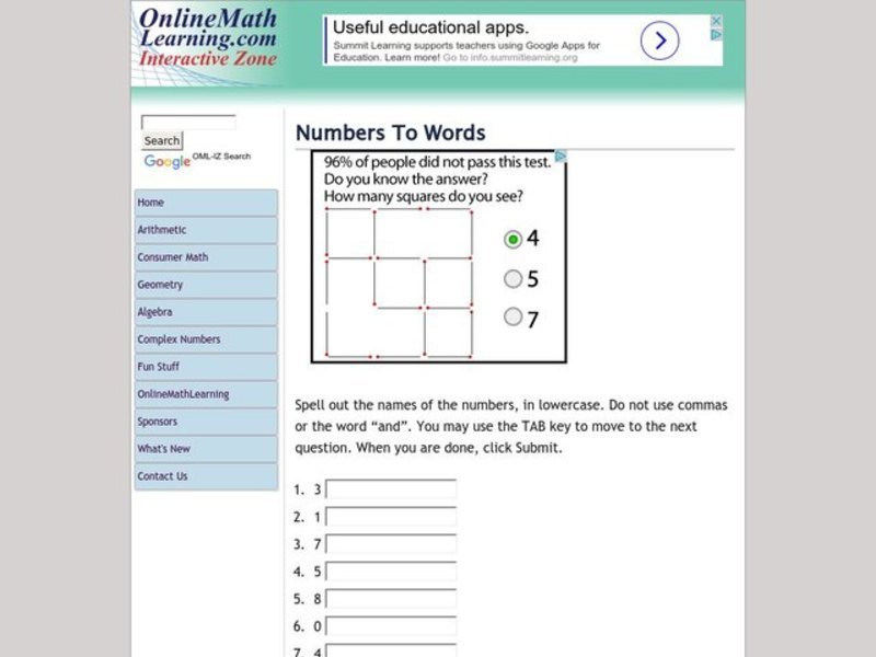 Numbers to Words Interactive