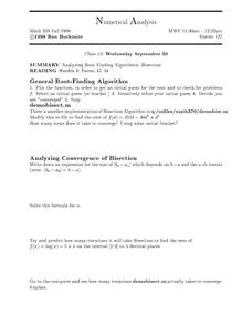 Numerical Analysis Worksheet