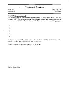Numerical Analysis Worksheet