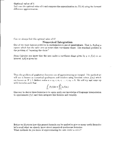 Numerical Integration Worksheet