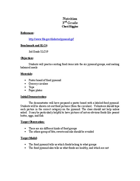 Nutrition Lesson Plan