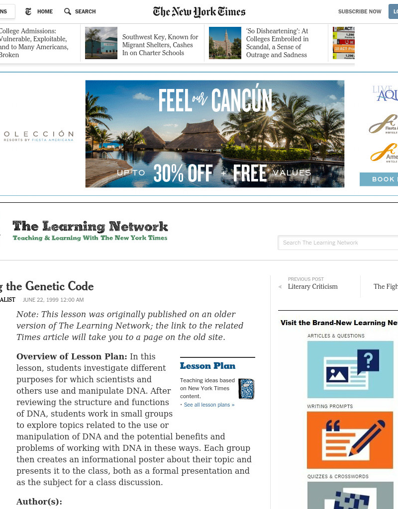 Cracking the Genetic Code Lesson Plan