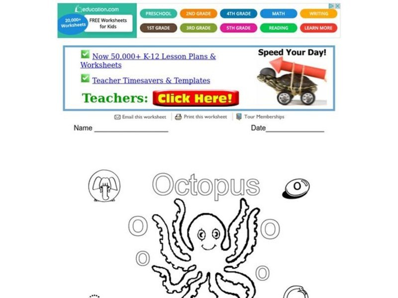 O is for Octopus: The Letter O Worksheet