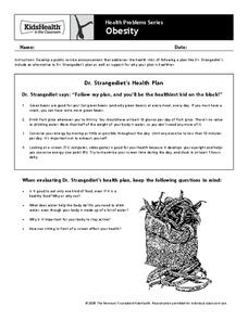Handout: Obesity (Grades 6 to 8) Worksheet