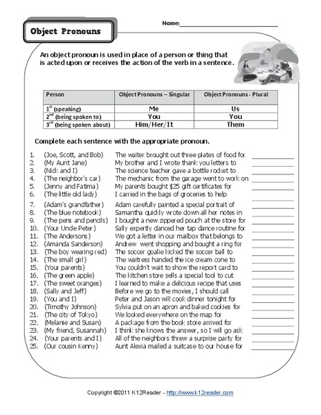 Object Pronouns Worksheet