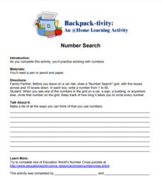 Number Search Lesson Plan