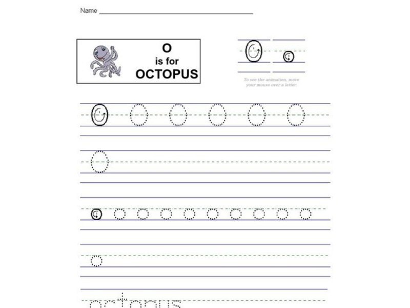 O is for Octopus Worksheet