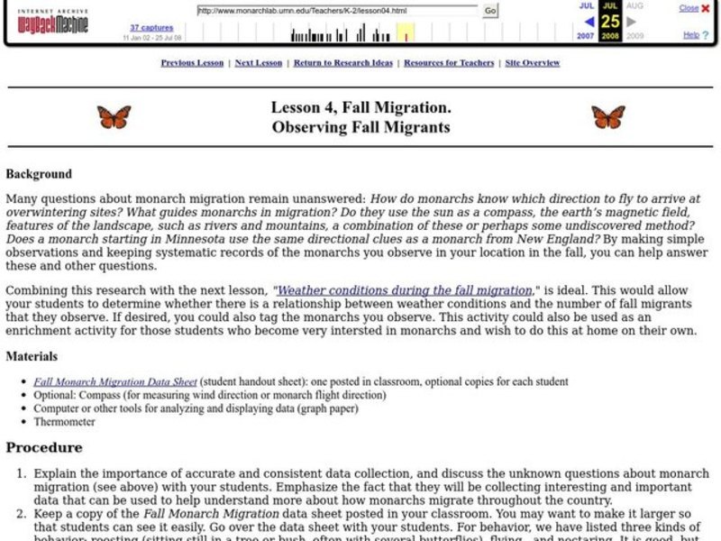 Observing Fall Migrants Lesson Plan