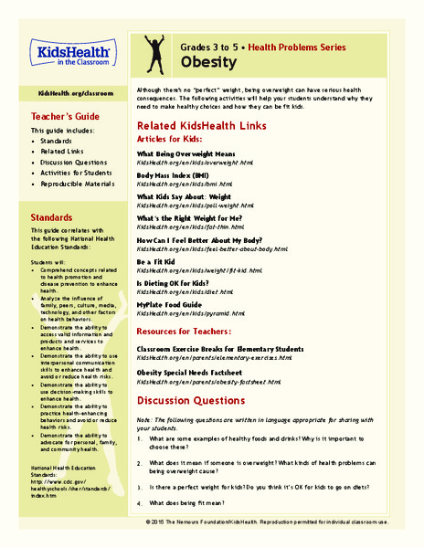 Obesity: Grades 3-5 Lesson Plan