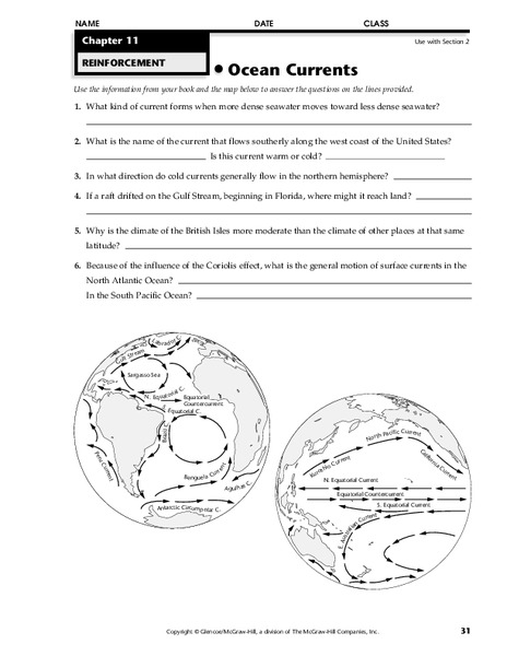 Ocean Currents Worksheet