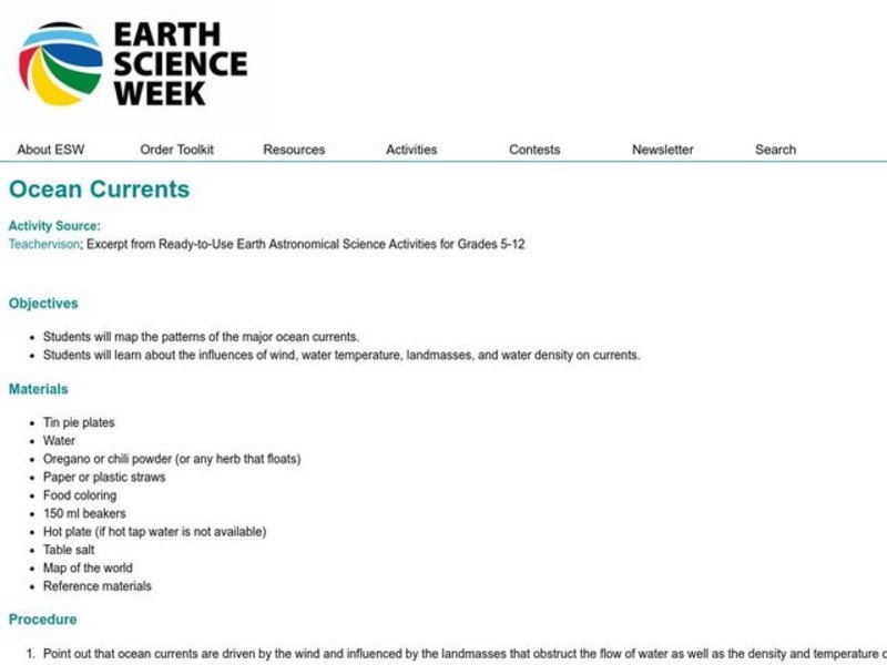 Ocean Currents Lesson Plan