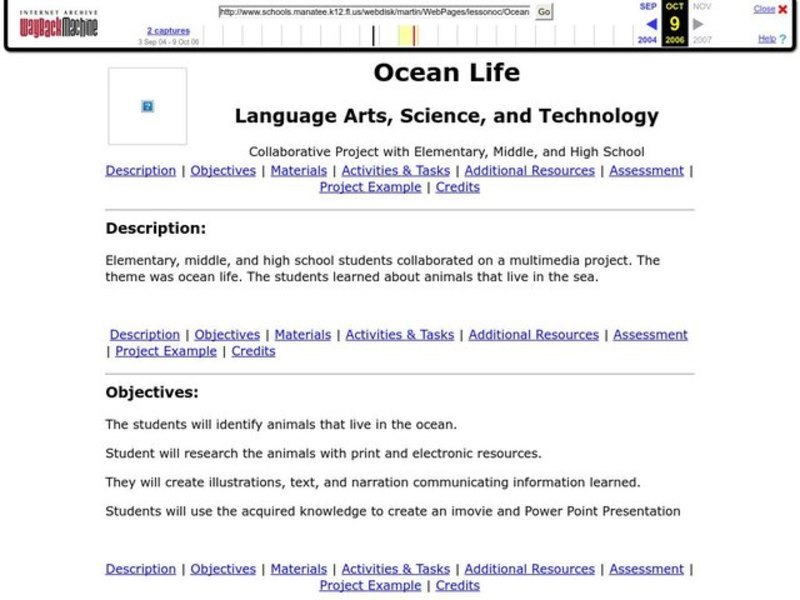 Ocean Life Lesson Plan