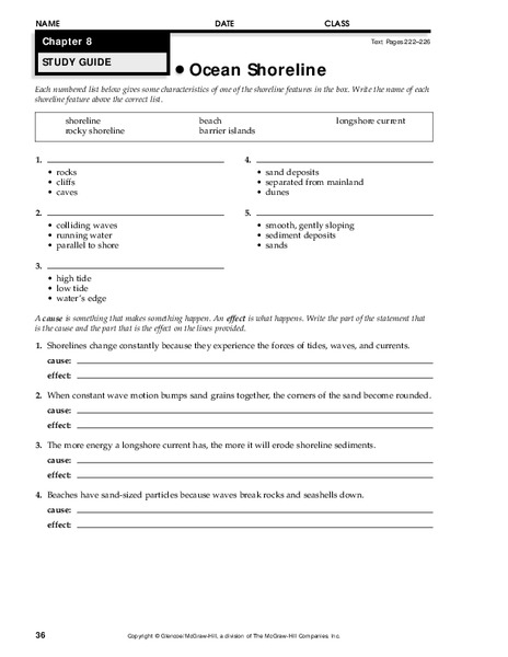Ocean Shoreline Worksheet