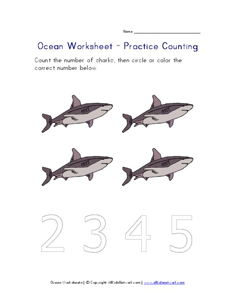 Ocean Worksheet - Practice Counting Worksheet