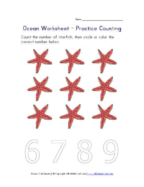 Ocean Worksheet - Practice Counting Worksheet