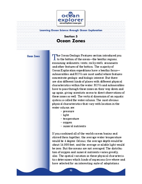 Ocean Zones Lesson Plan