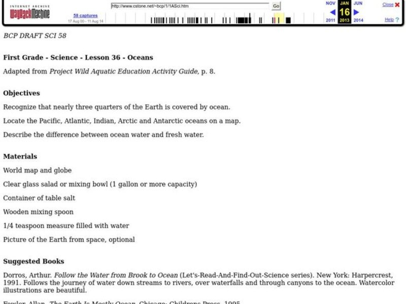 Oceans Lesson Plan