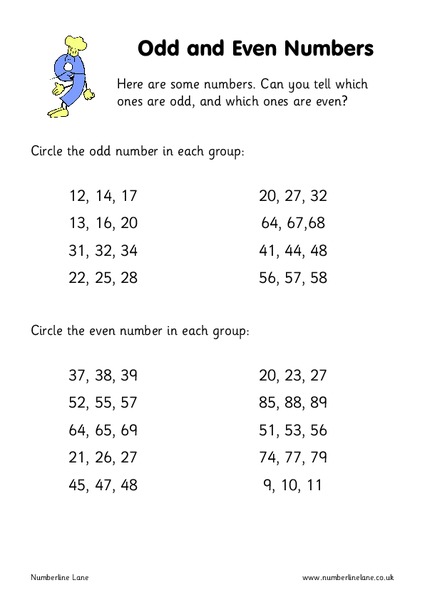 Odd And Even Numbers Worksheet