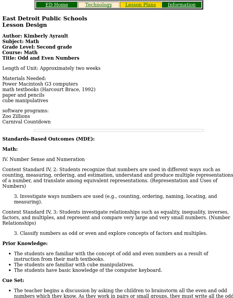 Odd and Even Numbers Lesson Plan