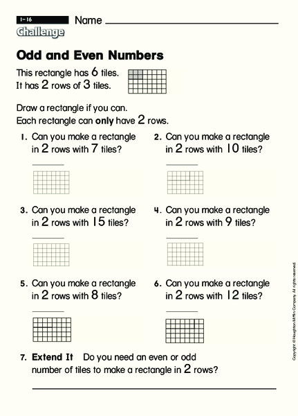 Odd and Even Numbers Worksheet