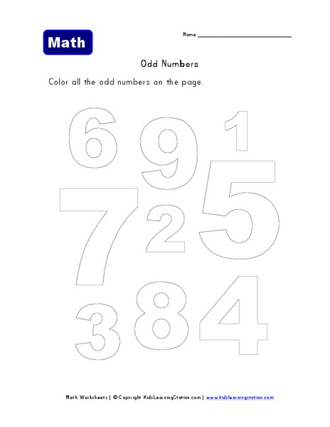 Odd Numbers Worksheet