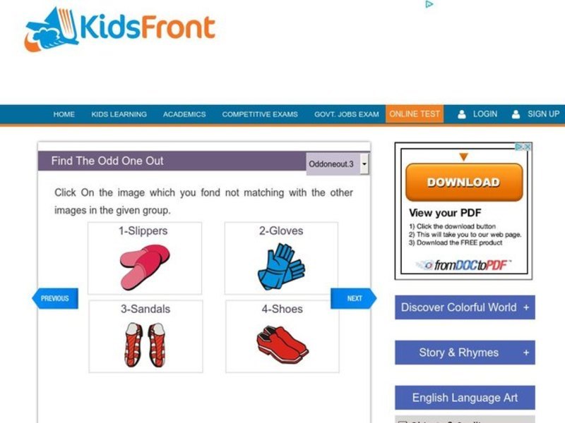 Odd one out Worksheet