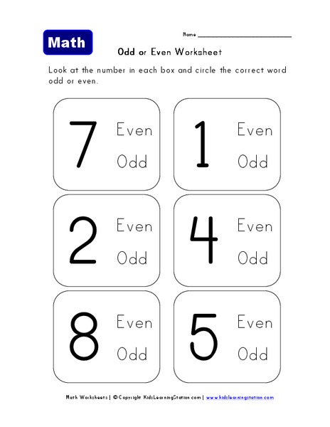 Odd or Even Worksheet Worksheet