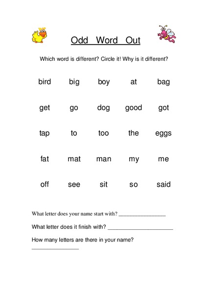 Odd Word Out Lesson Plan